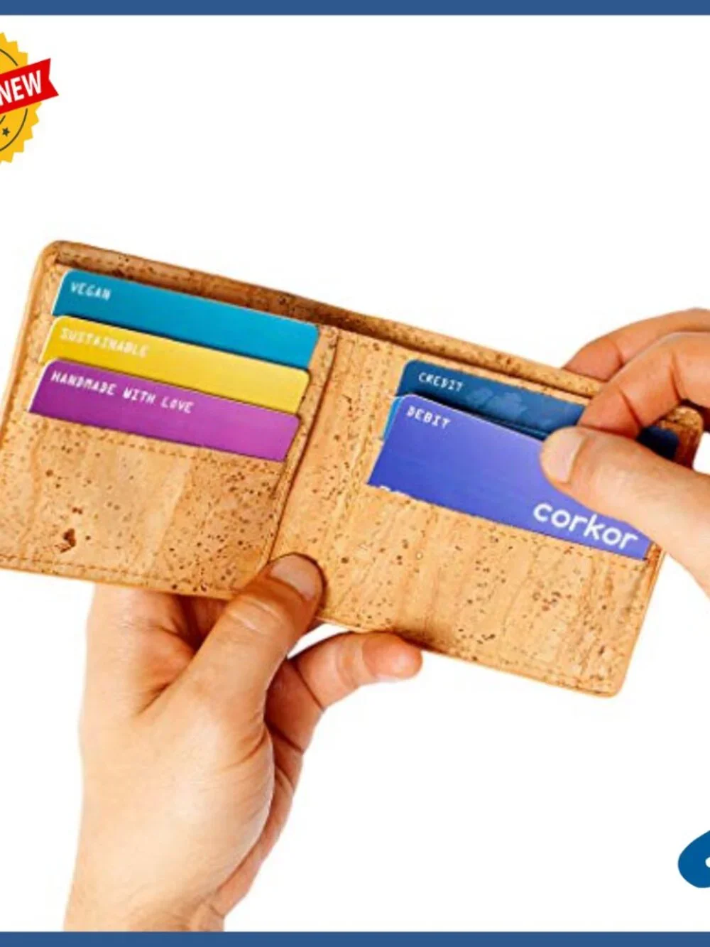 Men's Vegan Cork Bifold Wallet RFID Safe Slim Minimalist Design